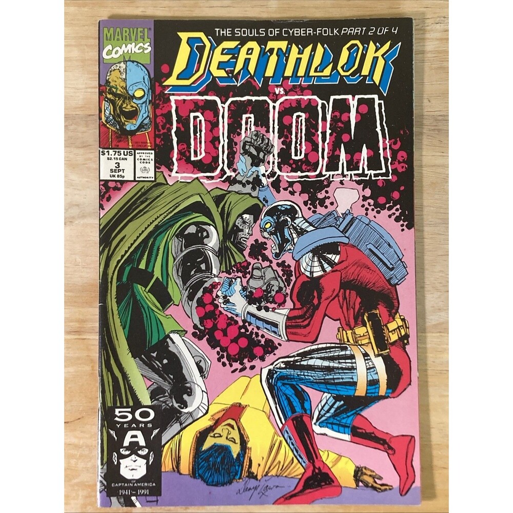 Deathlok vs. Doom No. 3 (1991) Marvel Comic Book, Souls of Cyber-Folk, Avengers